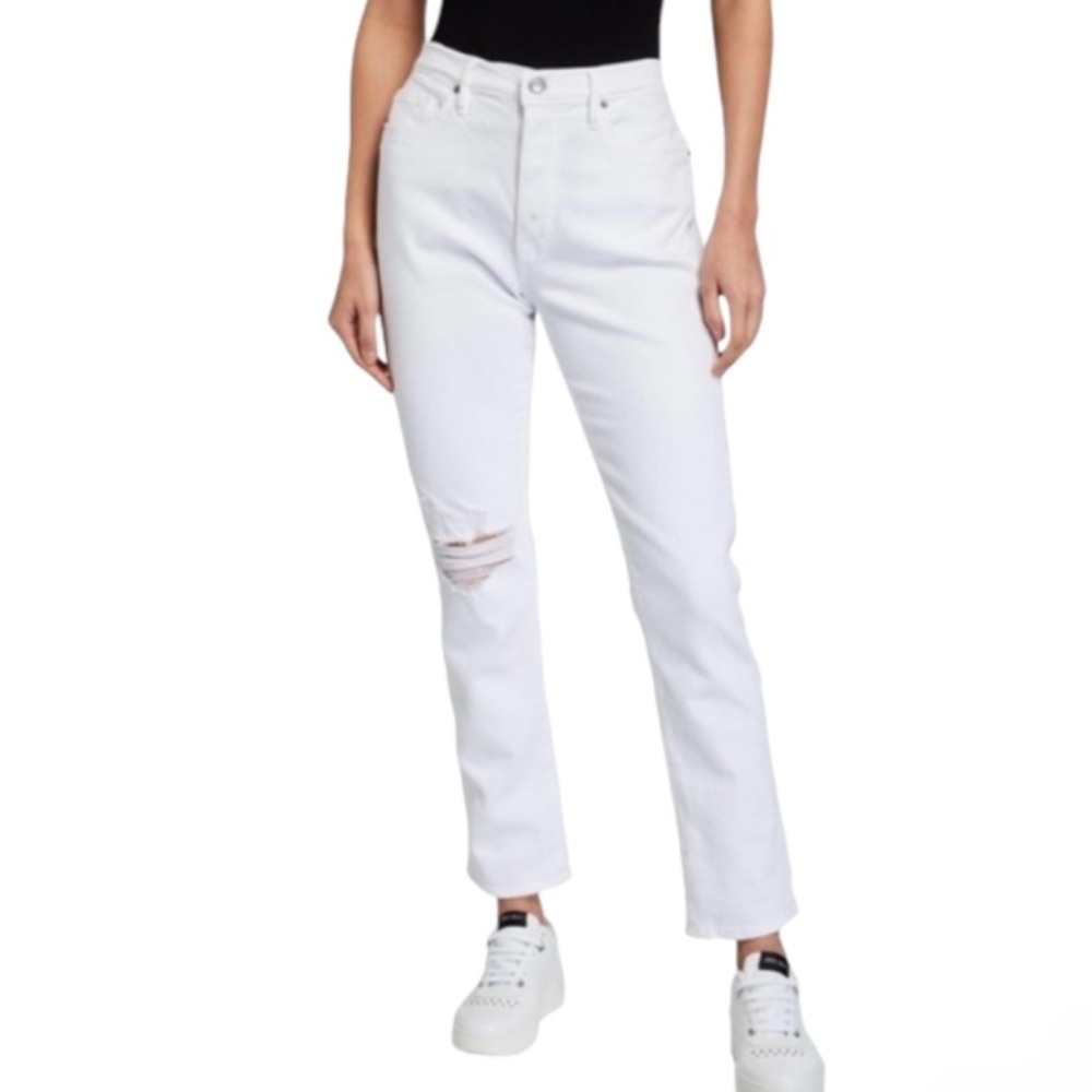Frame Jeans Womens 26 White Le Pixie Beau Distressed Boyfriend Blanc Drive Rips